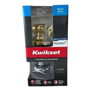 New Kwikset Gold Silver Microban Door Knob Bed & Bath Door Knob